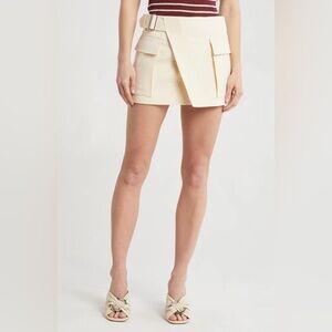 A.L.C. Conan Asymmetric lines  cargo pocket wrapped Linen Cotton Miniskirt